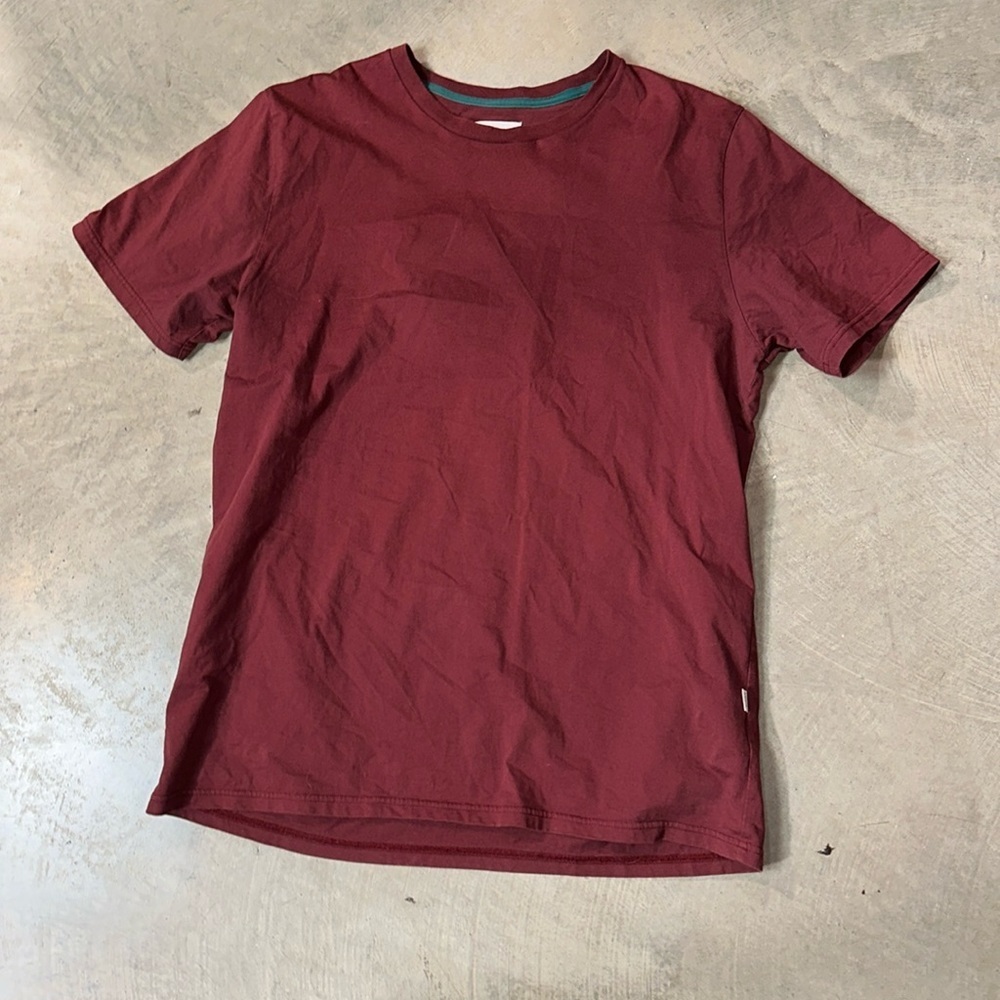 Vallier Maroon Organic Cotton Blend Crewneck Short Sleeve Tee Size XL